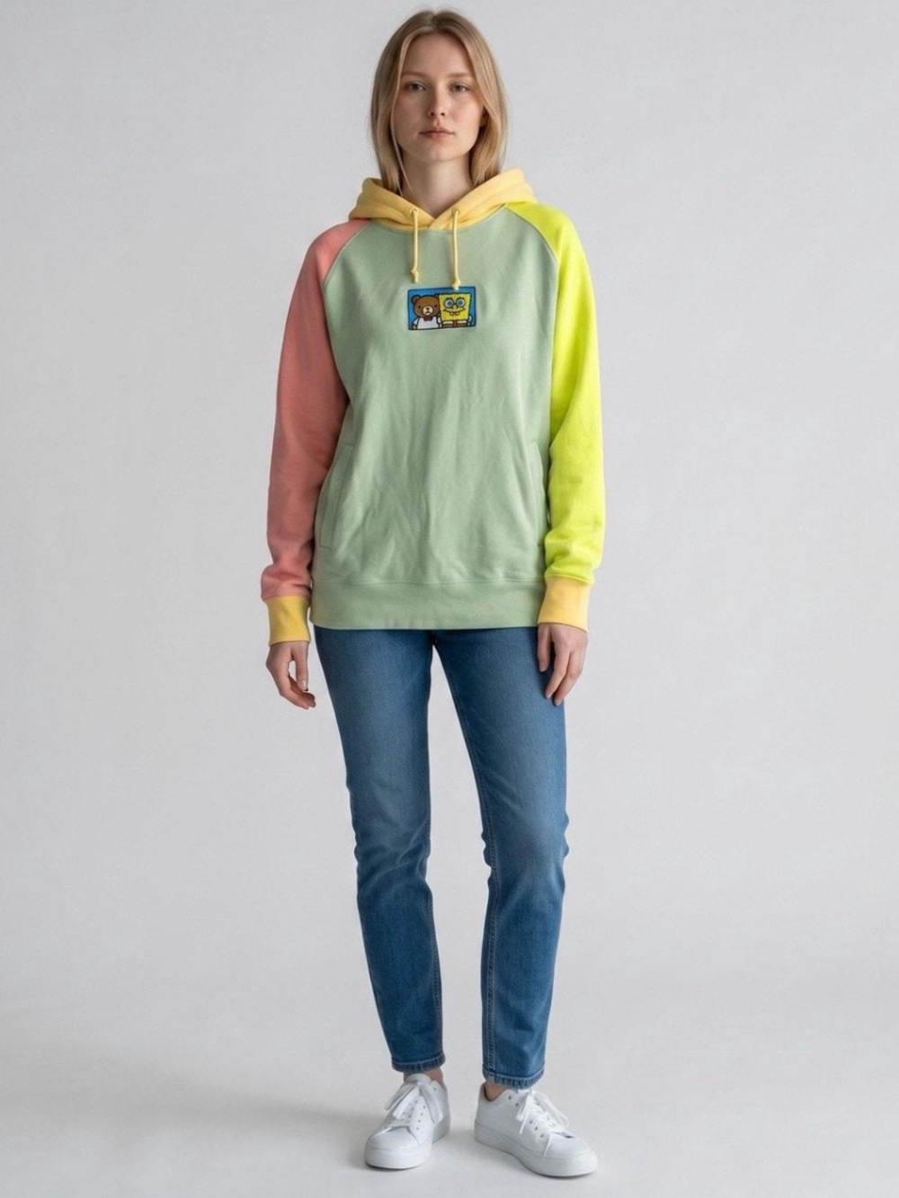 Teddy Fresh × SpongeBob Size Small Colorblock Hoodie Teddy Fresh Hoodie